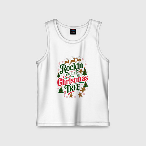 Детская майка Новогодняя атмосфера rockin around the christmas t / Белый – фото 1