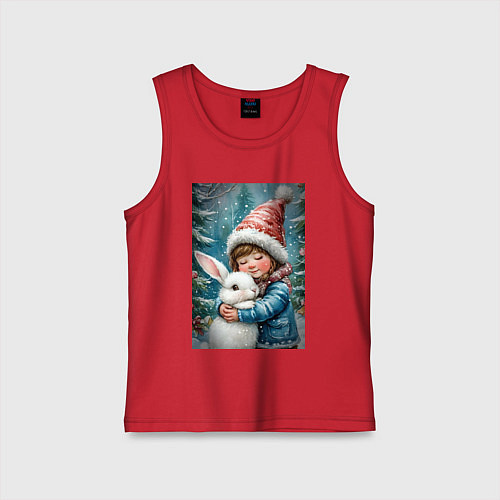 Детская майка Зайчик с ребенком / Красный – фото 1