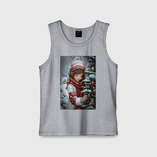 Детская майка Ребенок и новогодняя елка / Меланж – фото 1