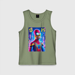 Майка детская хлопок Homer Simpson and Spider man - collaboration, цвет: авокадо