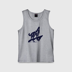 Майка детская хлопок Космический волк, цвет: меланж