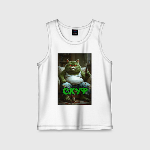 Детская майка Кот скуф / Белый – фото 1