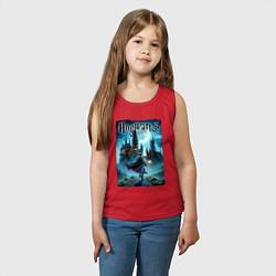 Майка детская хлопок Harry Potter with a magic wand - Hogwarts, цвет: красный — фото 2