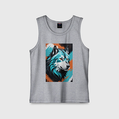 Детская майка Серо-голубой волк / Меланж – фото 1