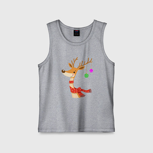 Детская майка Олень новогодний с ёлочными шарами / Меланж – фото 1