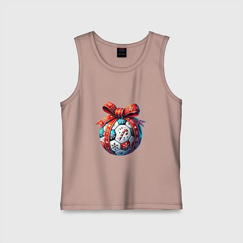 Детская майка Футбольный новогодний шар / Пыльно-розовый – фото 1