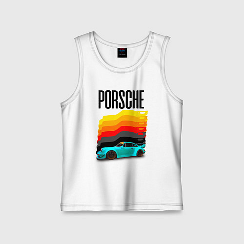 Детская майка Автомобиль Porsche на фоне флага Германии / Белый – фото 1