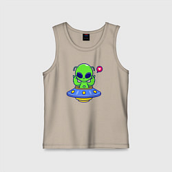 Майка детская хлопок Love alien, цвет: миндальный