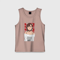 Майка детская хлопок Дандадан: Момо, цвет: пыльно-розовый