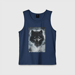 Майка детская хлопок Волк с оскаленной пастью, цвет: тёмно-синий