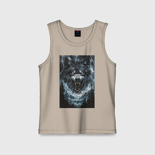 Детская майка Оскаленная морда волка / Миндальный – фото 1