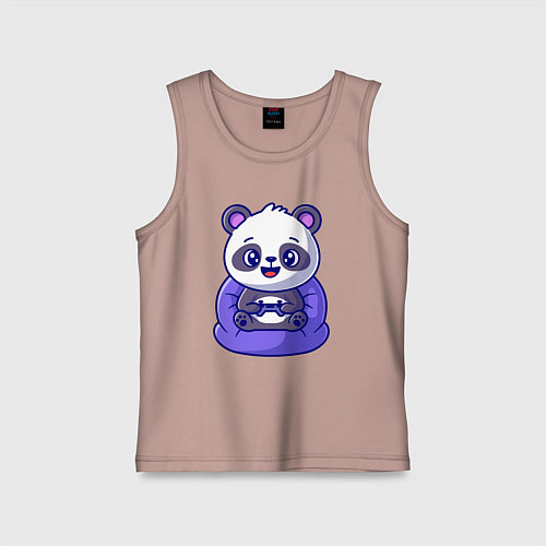 Детская майка Панда игроман / Пыльно-розовый – фото 1