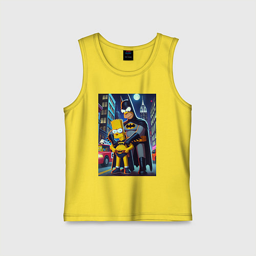 Детская майка Batsimpson with son Bart - ai art fantasy / Желтый – фото 1