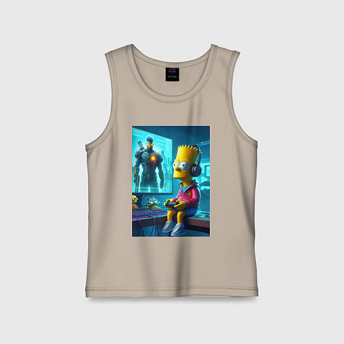 Детская майка Bart Simpson is an avid gamer / Миндальный – фото 1