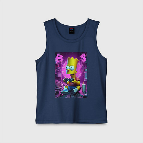 Детская майка Bart Simpson - cool gamer / Тёмно-синий – фото 1
