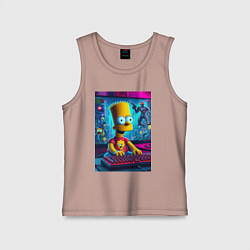 Майка детская хлопок Барт Симпсон увлёкся игрой, цвет: пыльно-розовый