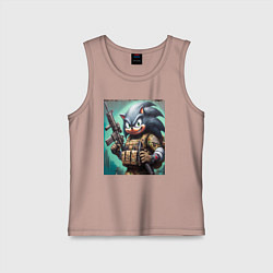 Майка детская хлопок Ёжик Соник солдат спецназа - нейроарт, цвет: пыльно-розовый