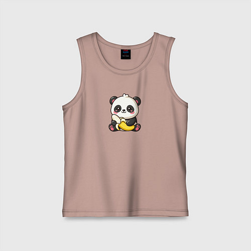 Детская майка Милая панда с бананом / Пыльно-розовый – фото 1