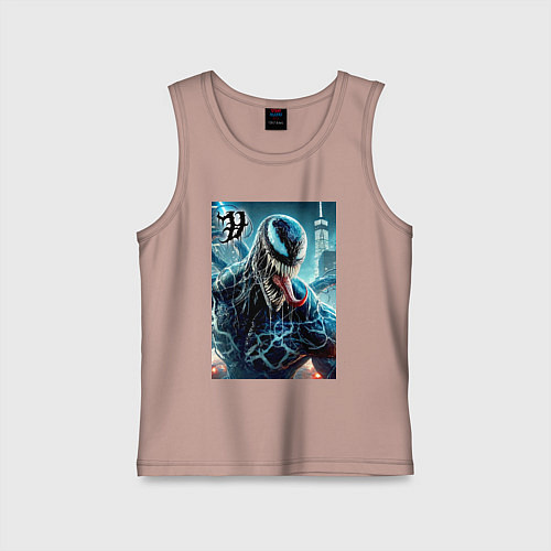 Детская майка Venom in New York city - ai art fantasy / Пыльно-розовый – фото 1