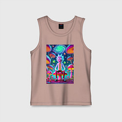 Детская майка Рик среди неоновых грибов - нейроарт фантазия