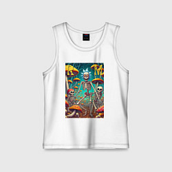 Майка детская хлопок Скелеты Рика и Морти на грибной поляне - нейроарт, цвет: белый