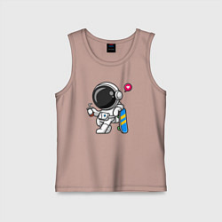 Майка детская хлопок Скейтер астронавт, цвет: пыльно-розовый