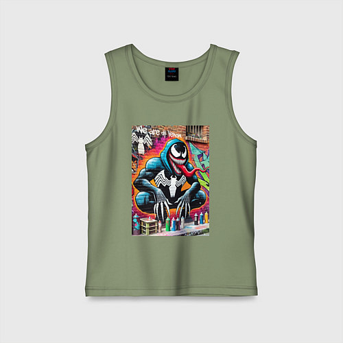 Детская майка Веном сидит на кортах - граффити / Авокадо – фото 1