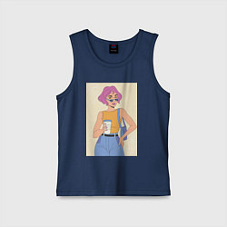 Майка детская хлопок Капучино вайб, цвет: тёмно-синий