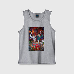 Майка детская хлопок Дандадан: Момо и Кэн, цвет: меланж