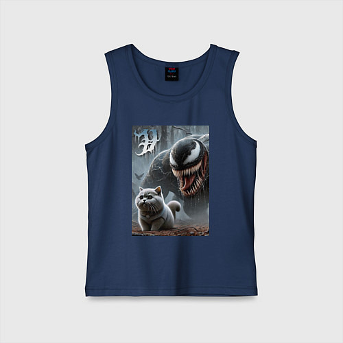 Детская майка Venom wants to move into a purebred cat / Тёмно-синий – фото 1