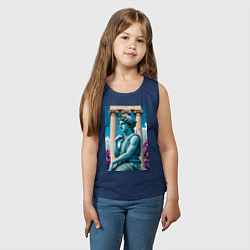 Майка детская хлопок Античный персонаж на фоне колонн, цвет: тёмно-синий — фото 2