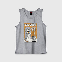 Майка детская хлопок Том и Джерри - тосты, цвет: меланж