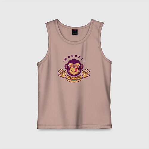 Детская майка Monkey hot dog / Пыльно-розовый – фото 1