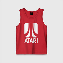 Майка детская хлопок Atari logo white, цвет: красный