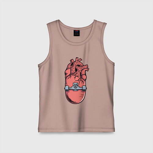 Детская майка Скейт в сердце / Пыльно-розовый – фото 1