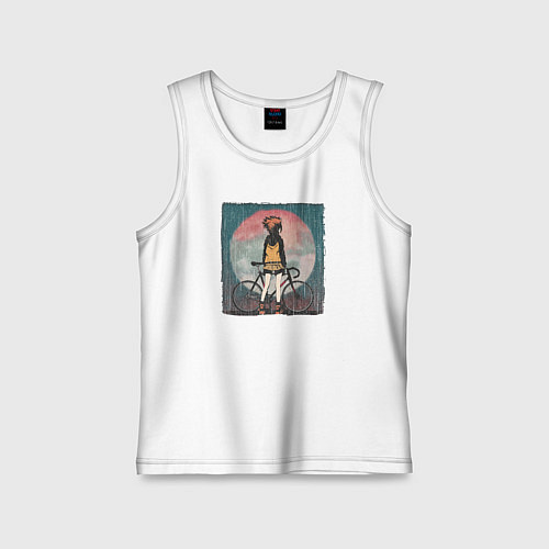 Детская майка Девочка с велосипедом под дождем / Белый – фото 1