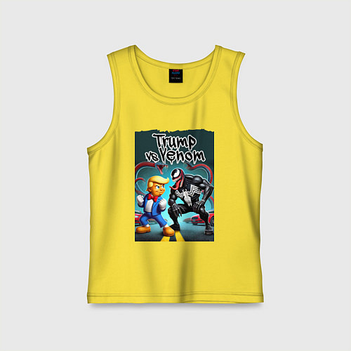 Детская майка Веном против Дональда Трампа - нейроарт / Желтый – фото 1