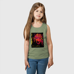 Майка детская хлопок Леопард-разноцветная абстракция, цвет: авокадо — фото 2