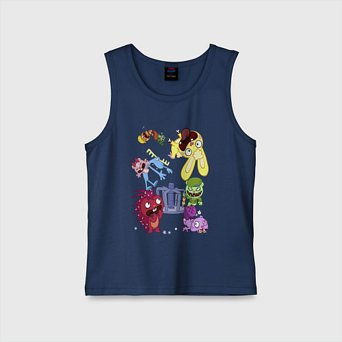 Детская майка Happy three friends - carousel / Тёмно-синий – фото 1