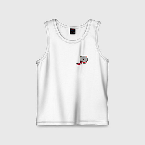 Детская майка Милый серый котик в шарфике для пары / Белый – фото 1