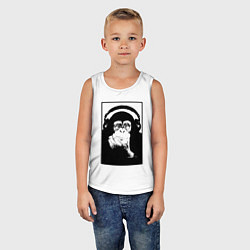 Майка детская хлопок Monkey in the headphones, цвет: белый — фото 2