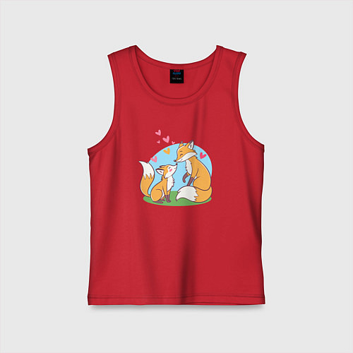 Детская майка Свидание влюбленных лисичек / Красный – фото 1