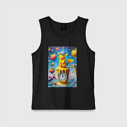 Майка детская хлопок Funny Pikachu and fishes - surrealism, цвет: черный