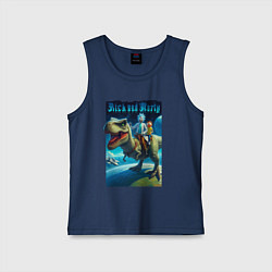 Детская майка Рик и Морти верхом на тираннозавре