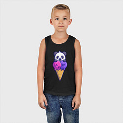 Майка детская хлопок Panda ice cream, цвет: черный — фото 2