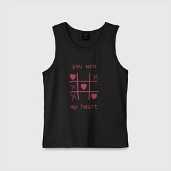 Майка детская хлопок You won my heart, цвет: черный