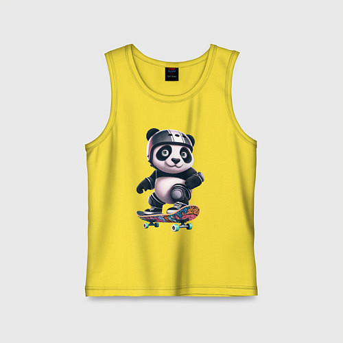 Детская майка Cool panda on a skateboard - extreme / Желтый – фото 1