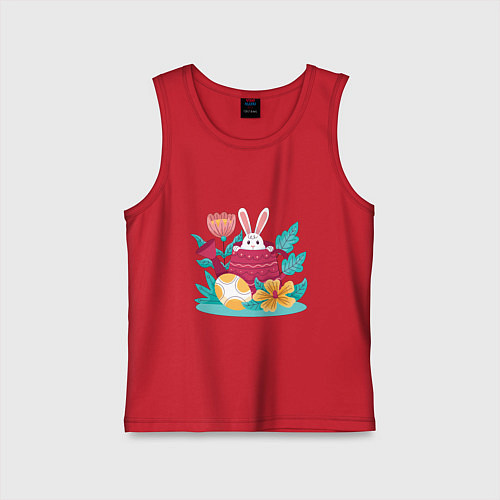 Детская майка Пасхальный кролик в лейке / Красный – фото 1