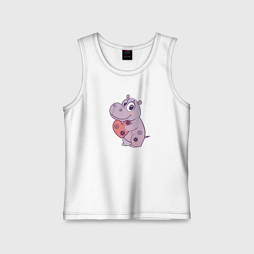 Детская майка Бегемотик с сердцем / Белый – фото 1