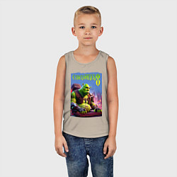 Майка детская хлопок Кибер Шрек в татухах - прикол, цвет: миндальный — фото 2